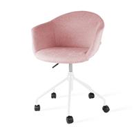 Nolon Nout bureaustoel wit - Zacht roze gestoffeerde zitting met armleuningen