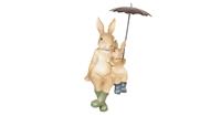 Clayre & Eef Decoratie konijnen zittend onder paraplu 10*9*19 cm 6PR2598