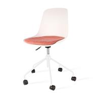 Nolon Nout bureaustoel wit - Witte zitting en terracotta rood zitkussen