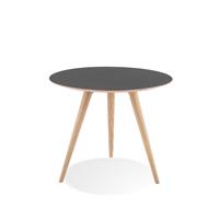 Gazzda Arp Round Table - Houten salontafel - Zwart linoleum - Whitewash - ø 55 cm
