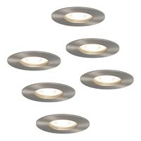 HOFTRONIC™ Set van 6 dimbare LED inbouwspots Bari RVS GU10 6.5 Watt 4000K IP65 spatwaterdicht