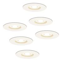 Set van 6 dimbare LED inbouwspots Bari wit GU10 6.5 Watt 4000K IP65 spatwaterdicht