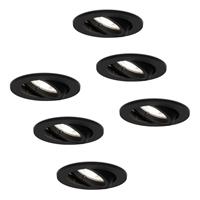 HOFTRONIC™ Set van 6 stuks zwarte dimbare LED inbouwspots Oslo 5 Watt 6400K kantelbaar