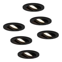 HOFTRONIC™ Set van 6 stuks zwarte dimbare LED inbouwspots Oslo 5 Watt 4000K kantelbaar