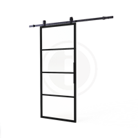 Intersteel DIY schuifdeur Cubo incl. transparant glas 2150mm + zwart ophangsysteem Basic Top