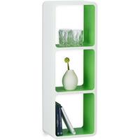 RELAXDAYS Wandregal mit 3 Fächern, offenes Cube Schweberegal oder Standregal für Deko, CDs, Bücher, 90x30 cm, weiß-grün