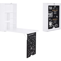 HOMCOM Klappschreibtisch mit Tafel weiß, schwarz 88,5 x 60 x 146,5 cm (LxBxH)   Wandtisch Wandklapptisch klappbarer Tisch Esstisch