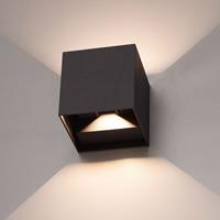 Hofronic Kansas LED wandlamp - 3000K warm wit - 6 watt - Up & down light - Kubus - Voor buiten en binnen - Zwart