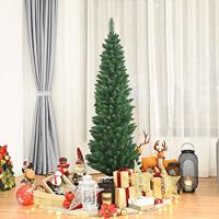 costway 150 cm PVC kunstmatige potlood kerstboom dunne boom met metalen standaard voor binnen en buiten groen