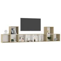 vidaXL TV-Schrank 5-tlg. TV-Schrank-Set Weiß Sonoma-Eiche Holzwerkstoff (1-St)