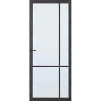 CanDo Capital binnendeur Lincoln zwart blank glas opdek links 88x231,5 cm