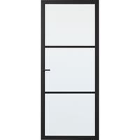 CanDo Industrial binnendeur Scampton zwart mat glas opdek links 78x201,5 cm