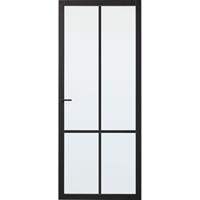 CanDo Industrial binnendeur Doncaster zwart mat glas opdek links 83x201,5 cm