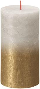 Bolsius Sunset rustiek fading metallic stompkaars 130/68 Sandy grey + Gold