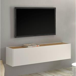 LOMADOX TV Hängeschrank Wohnbereich CRISP-61 in weiß mit Absetzungen in Wotan Eiche Nb., B/H/T: ca. 150/35/30 cm