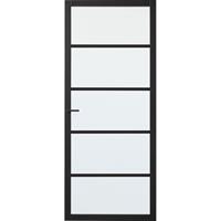 CanDo Industrial binnendeur Stratford zwart mat glas opdek links 93x211,5 cm