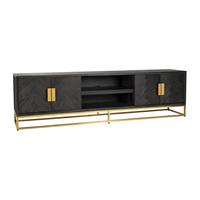 Richmond Interiors Richmond TV-meubel 'Blackbone' Eiken, kleur Zwart / Goud, 220cm