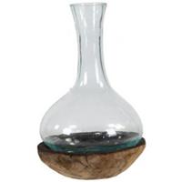 Plantenwinkel.nl Decowood Glass E Round 21x35 cm ronde glazen vaas op boomstronk L decoratie