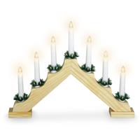 SPETEBO 3.06 Schwibbogen Holz mit 7 LED Kerzen - Adventsleuchter Kerzenbrücke