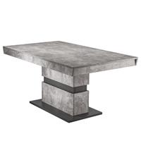Byliving - Esszimmertisch matthew /Küchen-Tisch 140 cm mit Auszugsfunktion auf 195 cm /Auszugstisch Light Atelier Beton-Optik grau /Esstisch