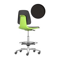 bimos Werkdraaistoel LABSIT, hoge stoel met lastafhankelijk geremde wielen en voetring, zitting met textielbekleding, groen