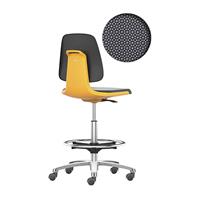 bimos Werkdraaistoel LABSIT, hoge stoel met lastafhankelijk geremde wielen en voetring, zitting van Supertec, oranje