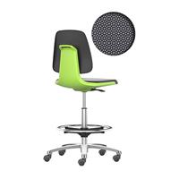 bimos Werkdraaistoel LABSIT, hoge stoel met lastafhankelijk geremde wielen en voetring, zitting van Supertec, groen