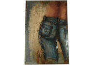 Schilderij Jeans Retraw 120 Cm Nikkel Blauw/bruin