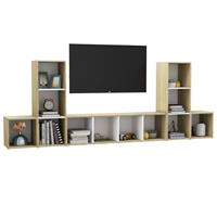 vidaXL TV-Schrank 5-tlg. TV-Schrank-Set Weiß Sonoma-Eiche Holzwerkstoff (1-St)