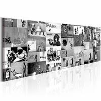 Karo-art Schilderij - Collage Banksy Zwart-Wit 150X50cm