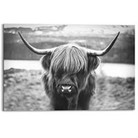 Praxis Schilderij Schotse Hooglander zwart-wit 90x60cm