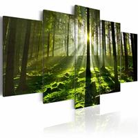 Karo-art Schilderij - Peace of Mind - Bos, Groen, 5luik , premium print op canvas