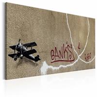 Karo-art Schilderij - Banksy - Love Plane, wanddecoratie , premium print op canvas