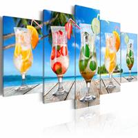 Karo-art Schilderij - Zomer drankjes, cocktails, Multi-gekleurd, 5luik