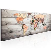 Artgeist World Maps Wooden Travels Leinwandbild 120x40cm