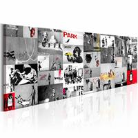 Karo-art Schilderij - Collage Banksy rood zwart wit