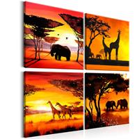 Karo-art Schilderij - Dieren uit Afrika, 4 delen