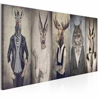 Karo-art Schilderij - Dierenmasker , 5 luik , mens met dierenmasker