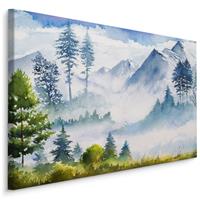 Karo-art Schilderij - Berglandschap (print op canvas), 4 maten, multi-gekleurd, wanddecoratie