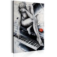 Karo-art Schilderij - Vrouw met Piano