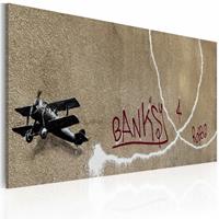 Karo-art Schilderij - Banksy - Love Plane, 40x60cm , wanddecoratie , premium print op canvas