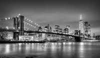 Karo-art Schilderij - Brooklyn bridge, New York, zwart,wit , 3 maten , Premium print