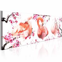 Karo-art Schilderij - Schoonheid van Flamingo's , roze wit