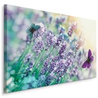 Karo-art Schilderij - Lavendel en Vlinders , Wanddecoratie , Premium print