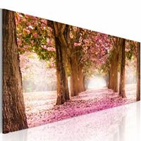 Karo-art Schilderij - Droom Bos, Roze/Bruin, wanddecoratie, print op canvas, 1luik