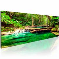 Karo-art Schilderij - Groene Waterval, 1 deel , bruin , premium print op canvas