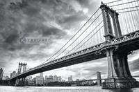 Karo-art Schilderij - Manhattan Bridge , Zwart wit , 3 maten , Wanddecoratie