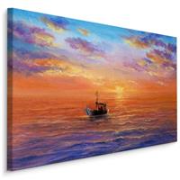 Karo-art Schilderij Boot op zee (print op canvas), multi-gekleurd, scherp geprijsd