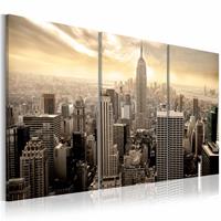 Karo-art Schilderij - New York City - Good morning NYC! 60X30, 3luik, wanddecoratie