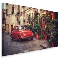 Karo-art Schilderij - Fiat 500 in Italië, vintage, premium print, wanddecoratie